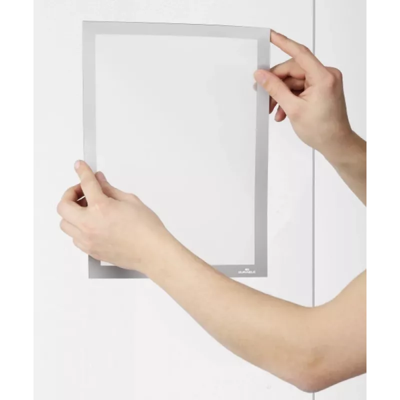 DURABLE DURAFRAME SUN A4 Srebrna Samoprzylepna Odporna na UV Ramka Informacyjna, Opakowanie 2 484123