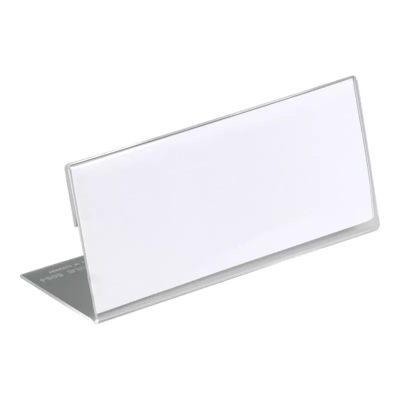 DURABLE L-kształtna tabliczka na biurko 61x150 mm akryl przezroczysty, opakowanie 10 805419