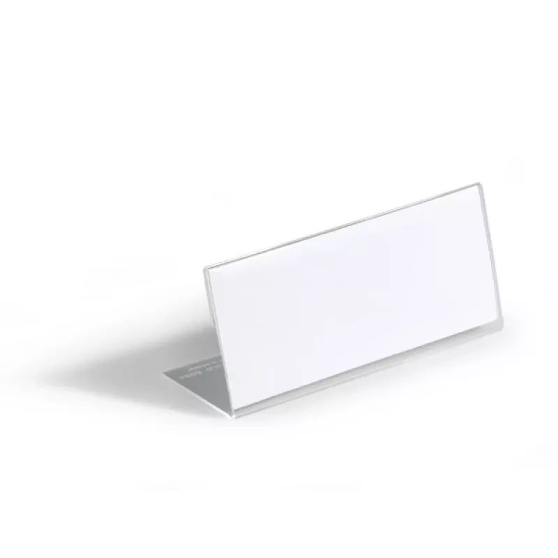 DURABLE L-kształtna tabliczka na biurko 61x150 mm akryl przezroczysty, opakowanie 10 805419