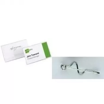 DURABLE Identyfikator 60x30 mm z pinezką falistą, 100 sztuk, przezroczysty 800619