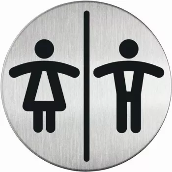 DURABLE PICTO WC Unisex Restroom Sign, Okrągły, Srebrny, Samoprzylepny, 83 mm, 1 Sztuka 492023