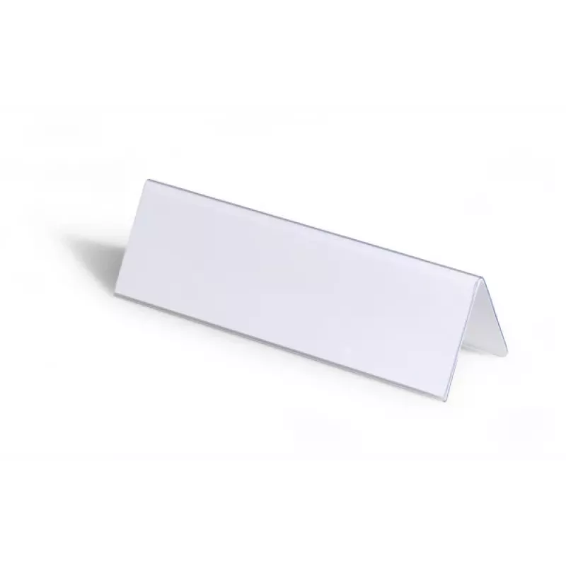 DURABLE VISIFIX® Tabliczka na stół z nazwiskiem w stylu namiotowym 61/122x210 mm, przezroczysty PVC, opakowanie 25 szt. (805219)