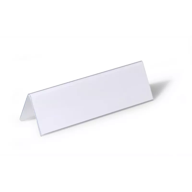 DURABLE VISIFIX® Tabliczka na stół z nazwiskiem w stylu namiotowym 61/122x210 mm, przezroczysty PVC, opakowanie 25 szt. (805219)