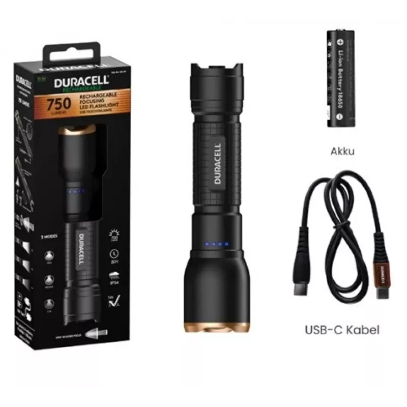 Latarka Duracell DF750R czarna
