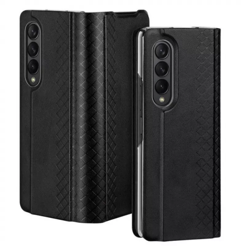 Dux Ducis Bril Series Flip Wallet Case do Samsung Galaxy Z Fold4, Czarny, Premium PU Skóra z Podpórką i Kieszeniami na Karty
