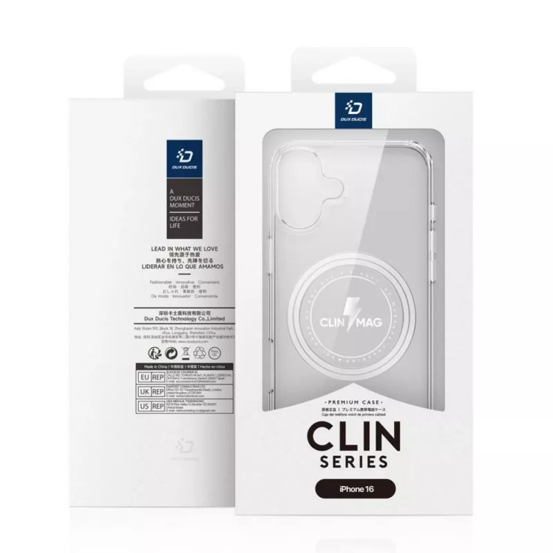 Etui DUX DUCIS Clin Mag do iPhone 16, przezroczyste, kompatybilne z MagSafe