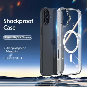 Etui DUX DUCIS Clin Mag do iPhone 16, przezroczyste, kompatybilne z MagSafe