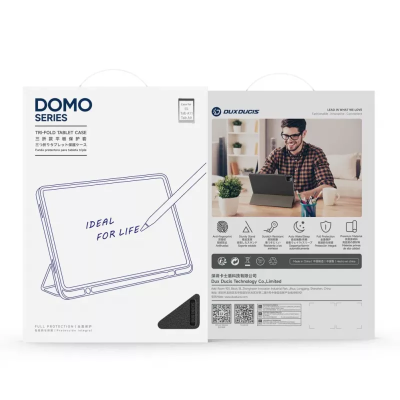 Dux Ducis Domo Series Tri-fold Stand PU Leather Tablet Cover for Samsung Galaxy Tab A9 / Tab A11, Black