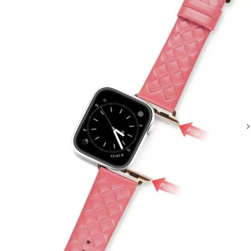 Dux Ducis Genuine Leather Watch Strap for Apple Watch Series 7/6/5/4/3/2/SE (38/40/41mm) - Red