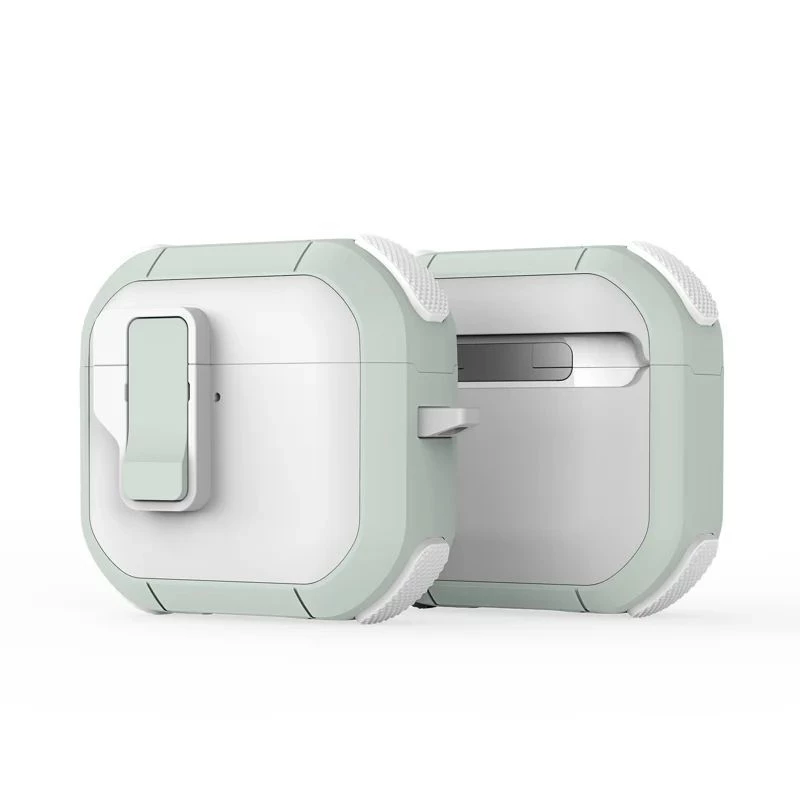Dux Ducis PECP Series PC+TPU Cover with Hook for AirPods 4, White Green