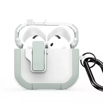 Dux Ducis PECP Series PC+TPU Cover with Hook for AirPods 4, White Green