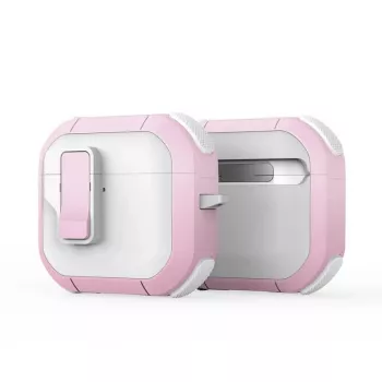 Dux Ducis PECP Series PC+TPU Cover with Hook for AirPods 4, White Pink