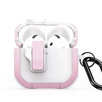 Dux Ducis PECP Series PC+TPU Cover with Hook for AirPods 4, White Pink