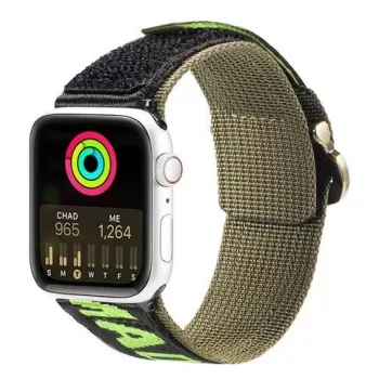 Pasek Dux Ducis (Wersja Outdoor) do Apple Watch Ultra, SE, 8, 7, 6, 5, 4, 3, 2, 1 (49, 45, 44, 42 mm) Nylonowa Bransoleta Czarny Zielony
