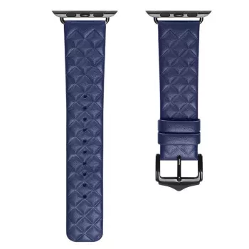 Dux Ducis Trap Skórzany Pasek do Zegarka Apple Watch 7/6/5/4/3/2/SE (45/44/42mm) Bransoleta ze Skóry Naturalnej Niebieski