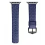 Dux Ducis Trap Skórzany Pasek do Zegarka Apple Watch 7/6/5/4/3/2/SE (45/44/42mm) Bransoleta ze Skóry Naturalnej Niebieski