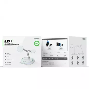 Duzzona W16 15W 3-w-1 Magnetyczna Ładowarka Bezprzewodowa Biała