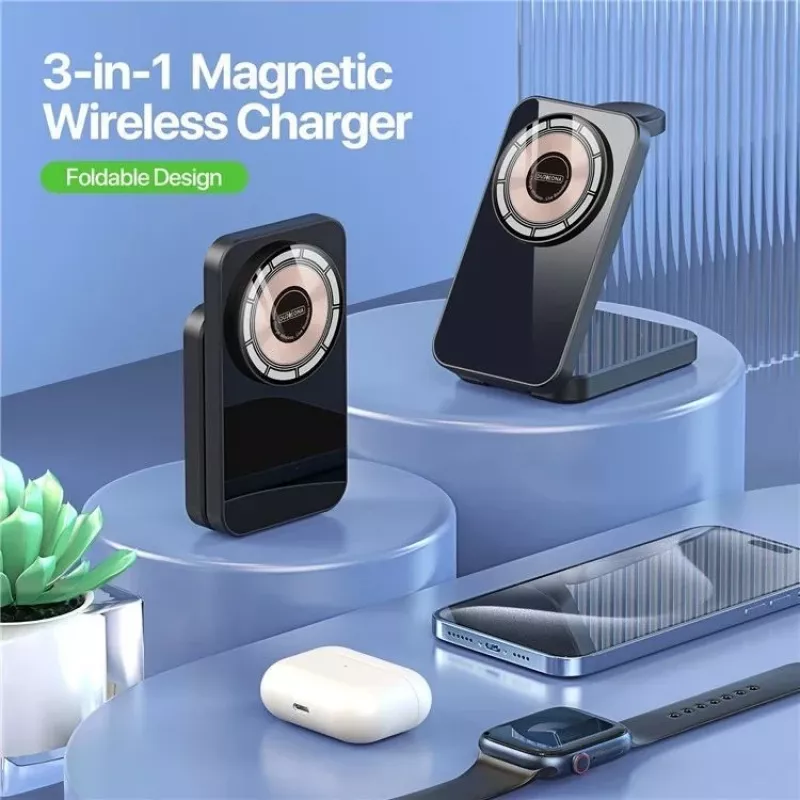 Duzzona W17 3-w-1 Stacja ładująca bezprzewodowo z MagSafe 15W Czarny