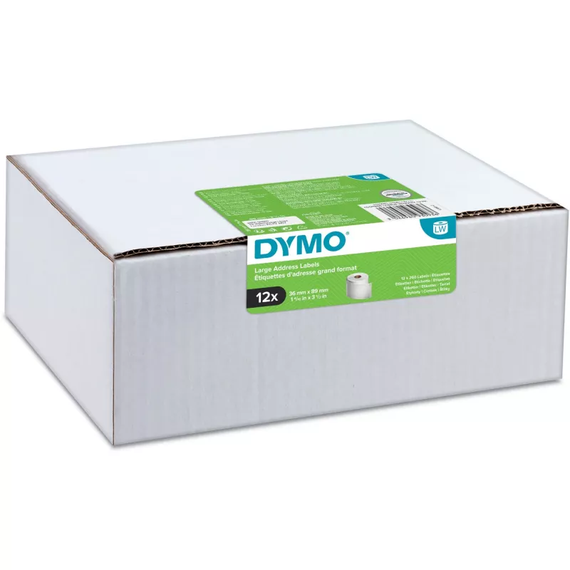 DYMO Authentic LabelWriter Duże Etykiety Adresowe 36mm x 89mm Przezroczyste, 2 Rolki po 130 (260 Etykiet)