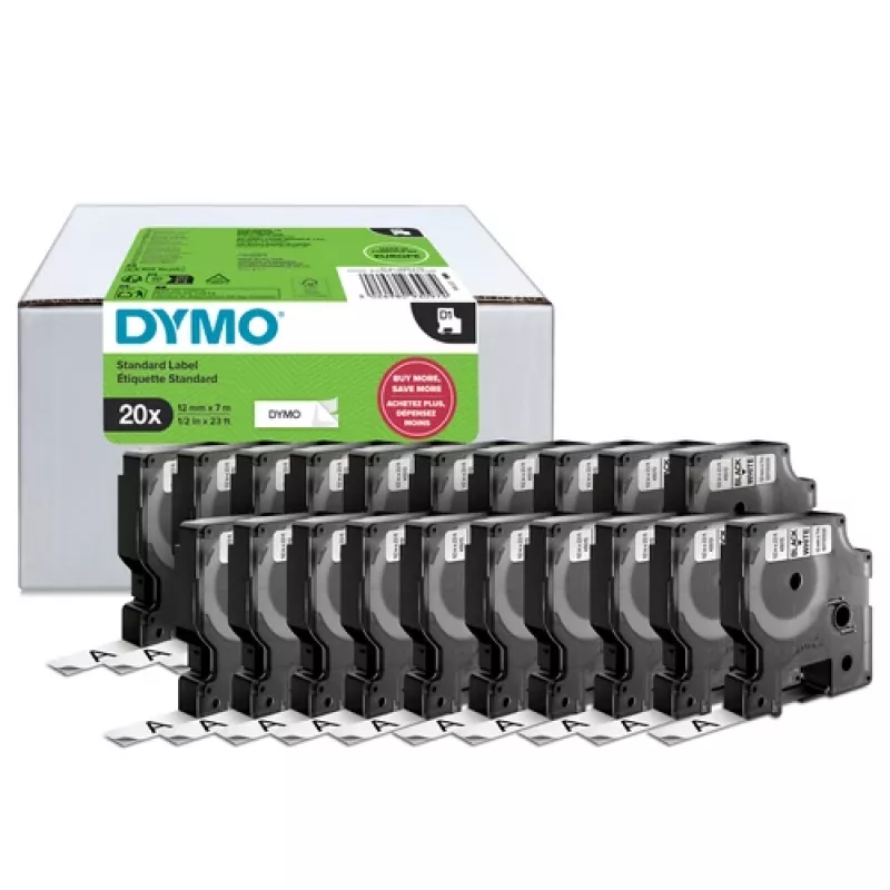 Taśma etykietująca DYMO D1 9mm x 7m czarny na białym (10-pak)