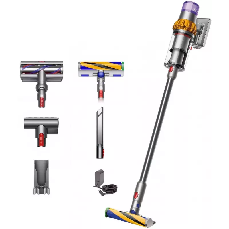 Dyson V15 Detect Absolute Bezprzewodowy Odkurzacz Pionowy, Stal nierdzewna, 240AW, Wyświetlacz LCD, 60 min pracy