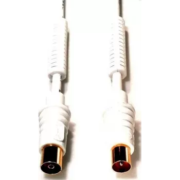 Kabel antenowy koncentryczny E+P AB207G 7,5m męski-żeński pozłacany biały