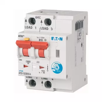 Eaton AFDD-10/2/B/003-A Urządzenie do wykrywania łuku elektrycznego z RCBO, 2-biegunowe, 10A, 30mA, Typ A, 230V, 6kA, Szyna DIN, 2 moduły