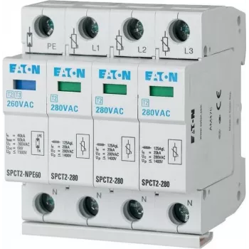 Eaton SPCT2-280-3+NPE Type 2 Ochronnik Przeciwprzepięciowy - 3P+NPE, 20kA, Montaż Na Szynę DIN