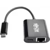 Eaton Tripp Lite U436-06N-GB-C Adapter USB-C na Gigabit Ethernet z ładowaniem USB-C PD - Thunderbolt 3 - Czarny