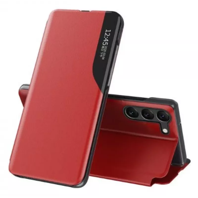 Eco Samsung Galaxy S23+ z Flip Stand Leather View Case Czerwony