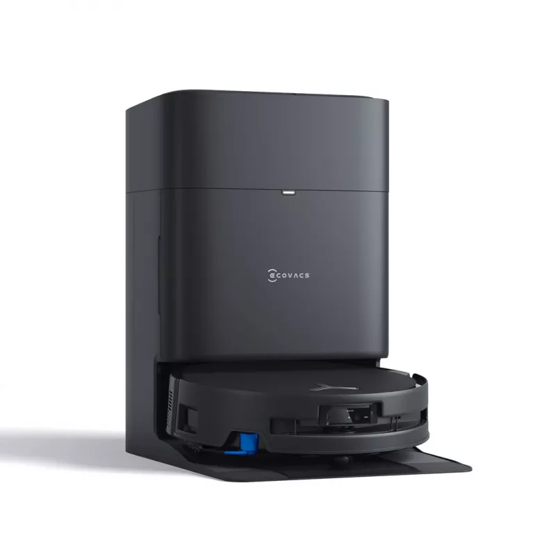 ECOVACS DEEBOT T80S OMNI Robot odkurzający ze stacją samoopróżniającą, siła ssania 6000 Pa, mycie mopa gorącą wodą, suszenie gorącym powietrzem, unikanie przeszkód AIVI 3D 2.0, nawigacja LiDAR TrueMapping 2.0, czarny