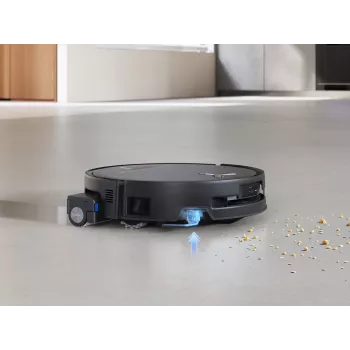 ECOVACS DEEBOT T80S OMNI Robot odkurzający ze stacją samoopróżniającą, siła ssania 6000 Pa, mycie mopa gorącą wodą, suszenie gorącym powietrzem, unikanie przeszkód AIVI 3D 2.0, nawigacja LiDAR TrueMapping 2.0, czarny