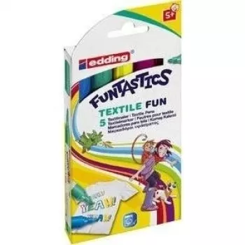 Edding e-17 Zestaw Pisaków Fineliner - 0,5mm Końcówka Włóknista, Różne Kolory (Niebieski, Brązowy, Zielony, Fioletowy, Żółty), Tusz na Bazie Wody, 5 Pisaków 4-17-5