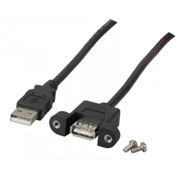 EFB-Elektronik USB 2.0 Extension Cable A-A, Panel Mount Female, 1.0m, Black, Classic