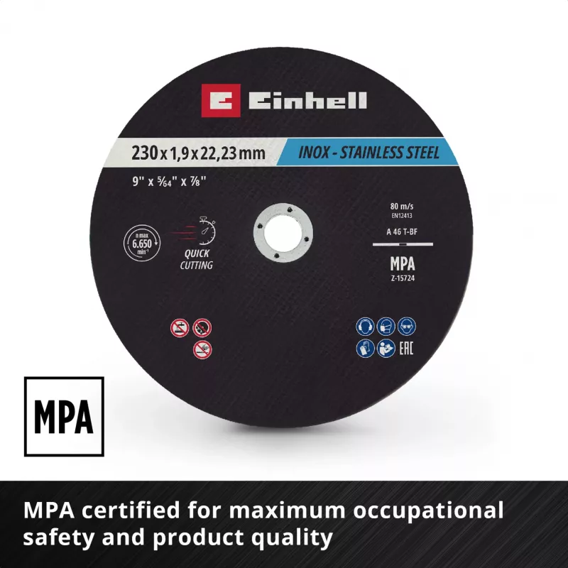 Einhell 230 x 2,0 mm cienkie tarcze tnące do szlifierek kątowych, 10 szt. 711524