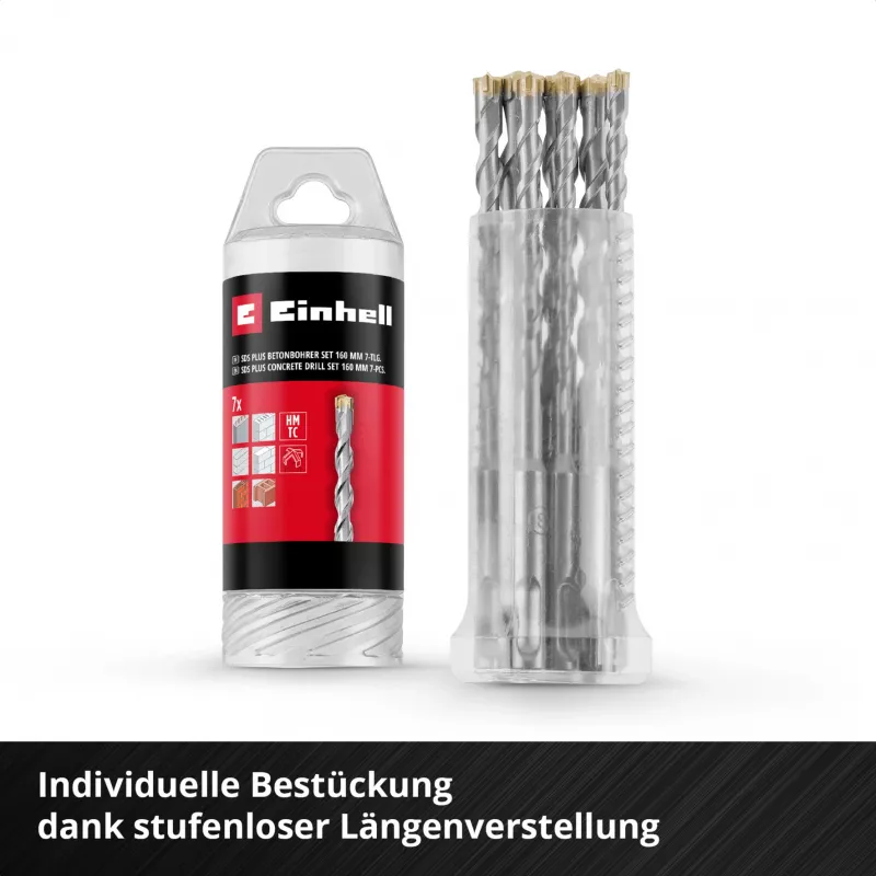 Einhell 265510 Zestaw wierteł udarowych SDS-plus, 7 szt., Ø 6-14 mm, 160 mm
