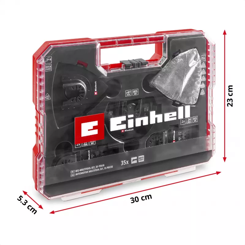 Einhell 708135 XL-PLUS-CASE zestaw akcesoriów do narzędzi wielofunkcyjnych BiM HSS, 10 elementów