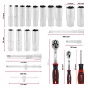 Einhell E-Case 92-częściowy zestaw narzędzi warsztatowych (370514) - stal chromowo-wanadowa, czarno-czerwony