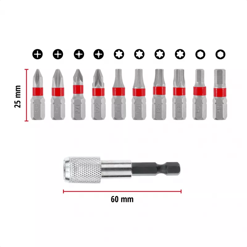 Einhell Karabiner Impact Bit Set 10-częściowy 1/4 inch Hex Bity udarowe z karabińczykiem