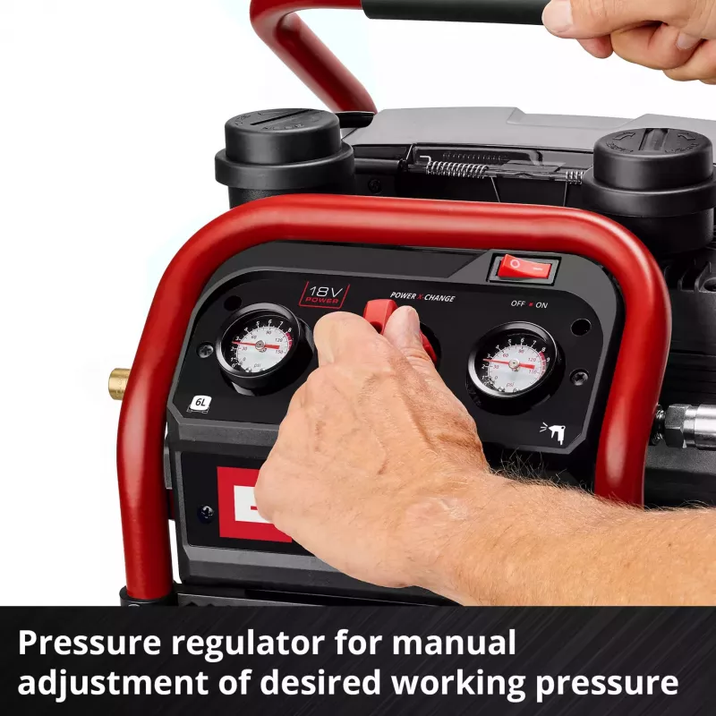 EINHELL Power X-Change Akumulatorowa Sprężarka Powietrza SILENZZO 18/160, 18V (Czerwony/Czarny, bez Akumulatora i Ładowarki)