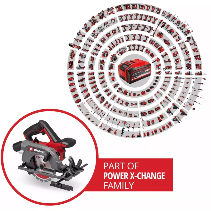 Einhell Power X-Change Akumulatorowa Ręczna Pilarka Tarczowa TE-CS 18/150-2 Li-Solo, 18V (Czerwony/Czarny, bez akumulatora i ładowarki)