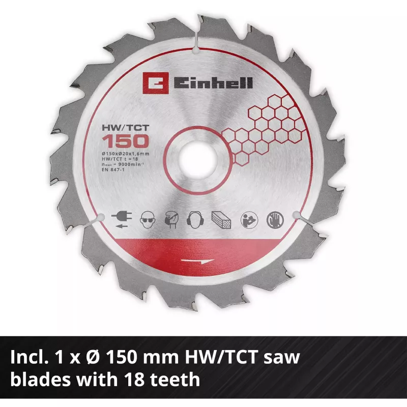 Einhell Power X-Change Akumulatorowa Ręczna Pilarka Tarczowa TE-CS 18/150-2 Li-Solo, 18V (Czerwony/Czarny, bez akumulatora i ładowarki)