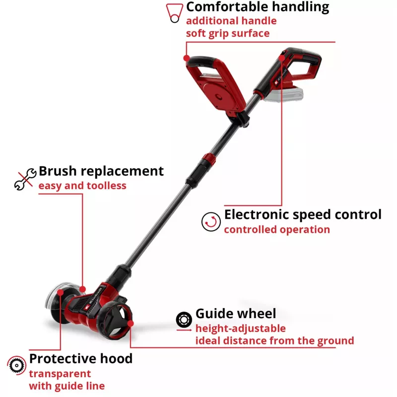 EINHELL Power X-Change Akumulatorowa Czyścarka do Fug GE-CC 18/110 Li E-Solo, 18V (Czerwony/Czarny, bez akumulatora i ładowarki)