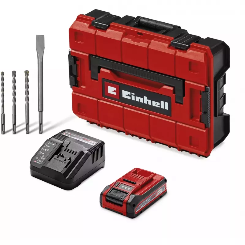 EINHELL Professional Akumulatorowy Młotowiertarka TP-HD 18/28 Li BL+4, 18V (Czerwony/Czarny, Akumulator Li-Ion 3.0 Ah, 4-częściowy zestaw akcesoriów, E-Case S)