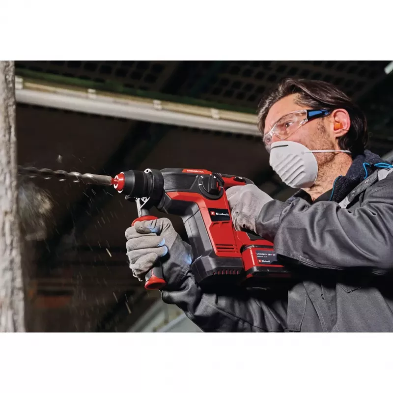 EINHELL Professional Akumulatorowy Młotowiertarka TP-HD 18/28 Li BL+4, 18V (Czerwony/Czarny, Akumulator Li-Ion 3.0 Ah, 4-częściowy zestaw akcesoriów, E-Case S)