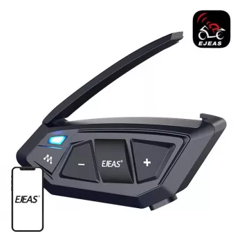 EJEAS MS20 Interkom Motocyklowy z Bluetooth 5.1, Zasięg 1000m, IP65, Redukcja Szumów CVC, Głośniki HD Stereo, Radio FM, USB-C, Do 20h Czasu Rozmowy
