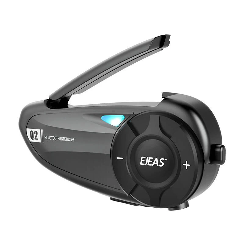 EJEAS Q2 Interkom Motocyklowy z Bluetooth 5.1, Zasięg 800m, IP65, Redukcja Szumów DSP i CVC, Radio FM, Asystent Głosowy, USB-C, Do 20h Czasu Rozmowy