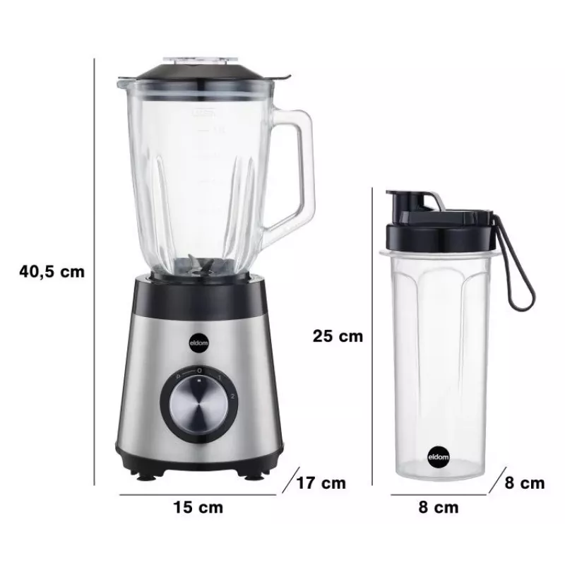 ELDOM BK7S STALO 2.0 L blender kielichowy 1000 W czarno-srebrny