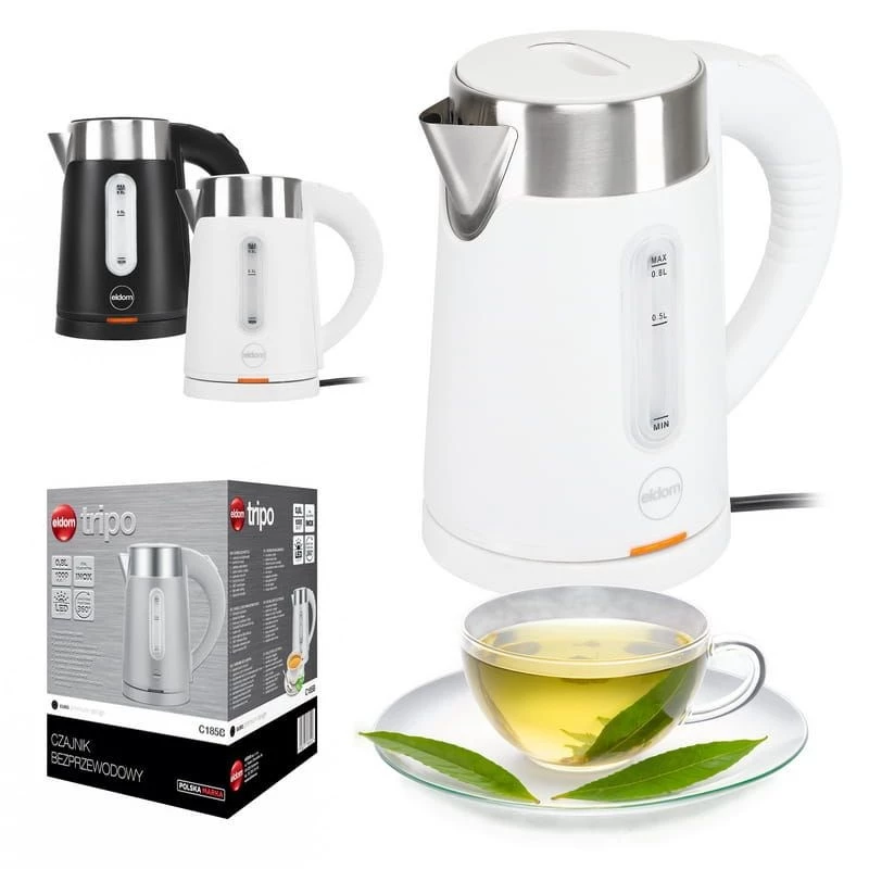 ELDOM C185B Tripo Czajnik bezprzewodowy 0.8 L 1000 W Biały