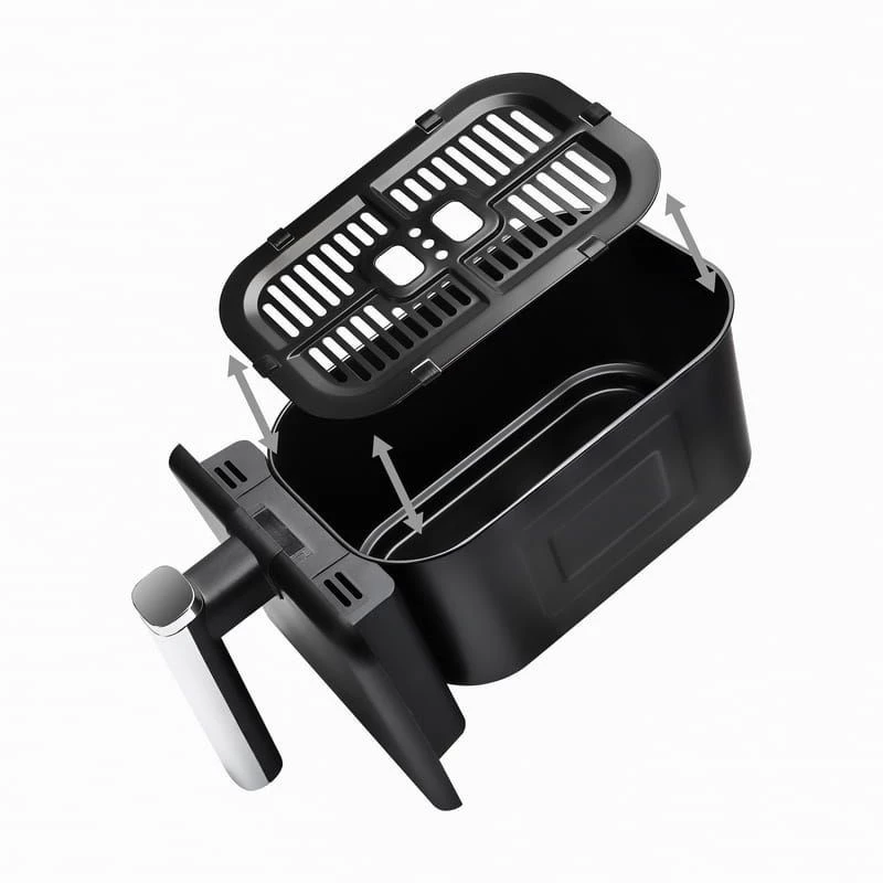 ELDOM FR200 Frytkownica beztłuszczowa 9L podwójny kosz 2200W 8 programów wyświetlacz LED czarny